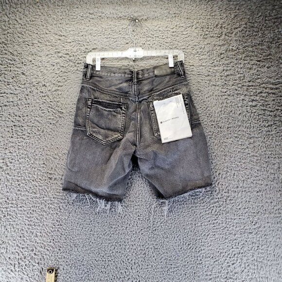 Purple Brand Shorts Mens 28 Black Distressed Ripped Denim Mid Rise Raw Hem Jorts - Picture 8 of 15